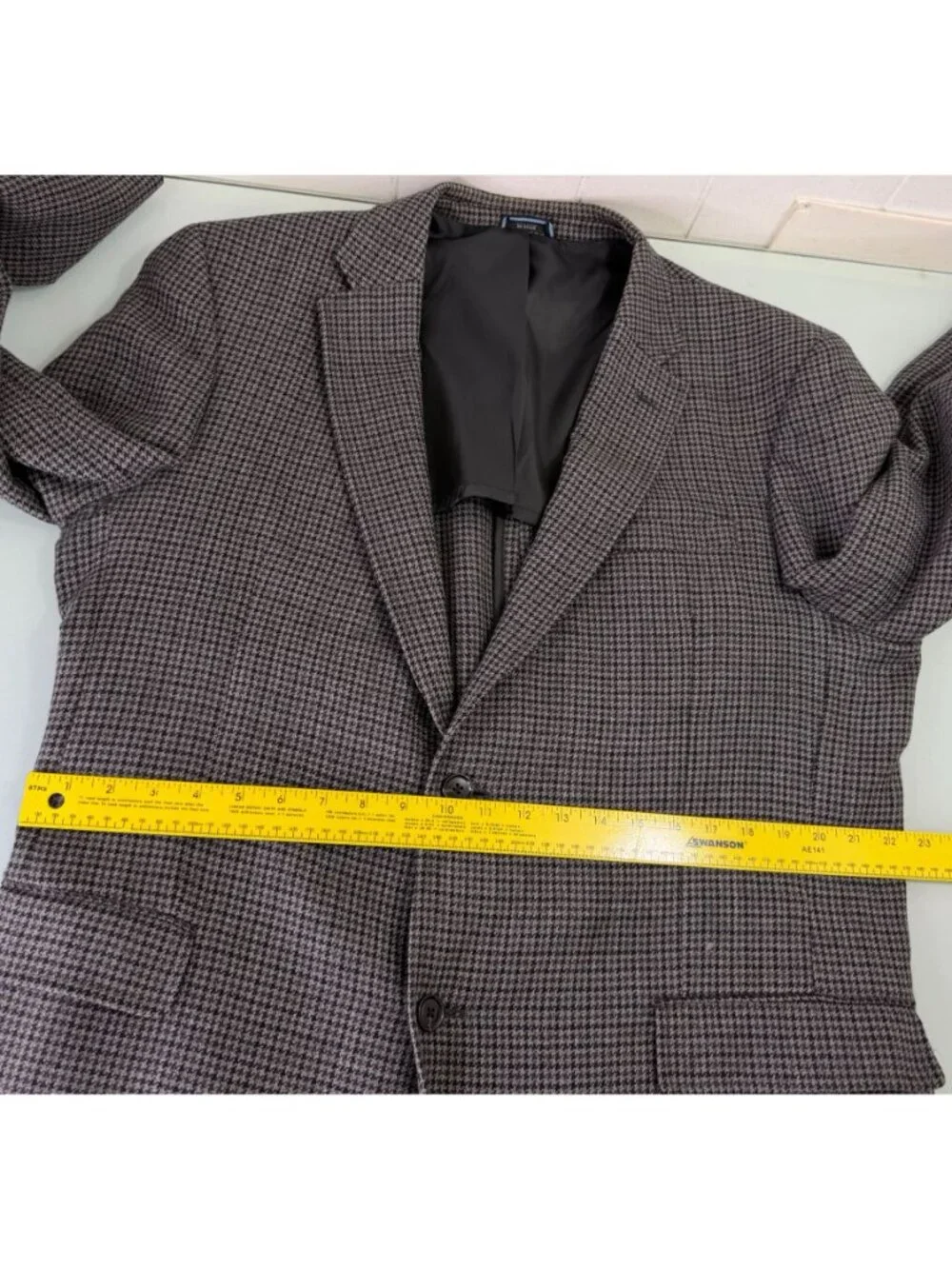 Tommy Hilfiger Blazer Sport Coat Jacket 46L Unstructured Elow Patch Houndstooth